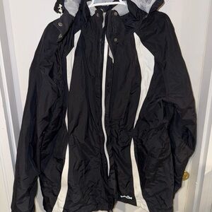 Eddie Bauer Women XXL WEATHEREDGE Black&White Rain Jacket waterproof breathable